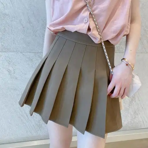 csk丘比特 店主挚爱百搭私服 高腰百褶短裙女显瘦a字半身裙伞裙子