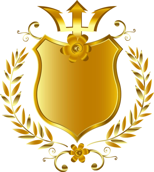 高品质金色麦穗标志徽章装饰边框盾牌欧式花纹图案小麦稻穗