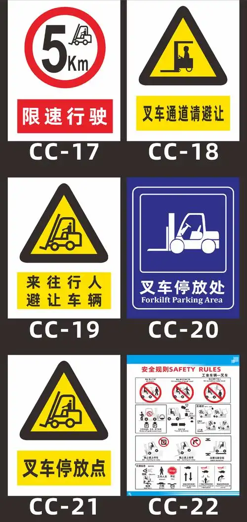 工场内叉车限速5公里注意行人安全警示牌工厂车间警告标志标识牌限载4