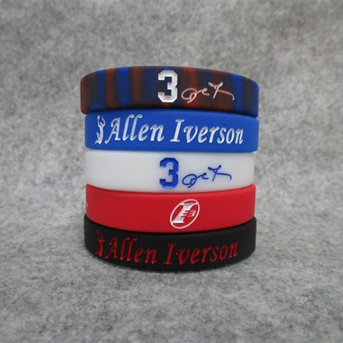 篮球球星76人队3号阿伦艾弗森签名混色手环硅胶篮球球迷用品