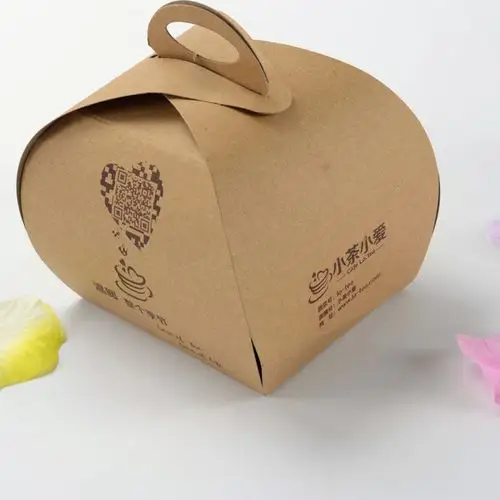 小巧折叠蛋糕盒 牛皮纸手提礼品包装盒 创意甜点包装纸盒logo定制