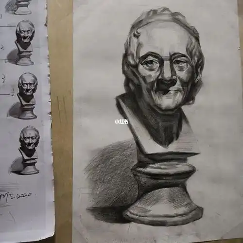 素描伏尔泰石膏头像