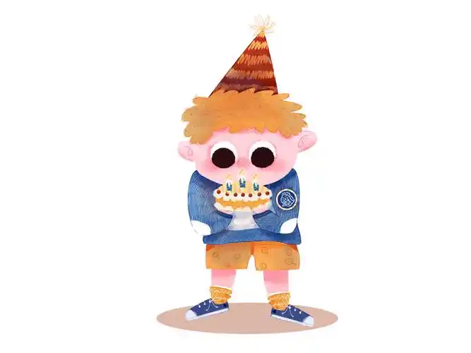 吹蜡烛的小男孩