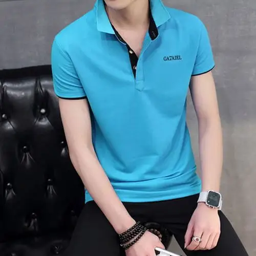 2017年夏季百搭短袖t恤男韩版修身夏季男装大码男士翻领polo衫半袖