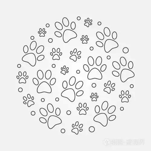 狗脚印圆形矢量轮廓图插画-正版商用图片04kl9t-摄图新视界
