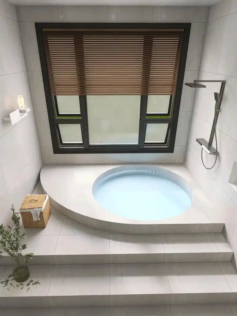 93典雅时尚|大理石自砌下沉式浴缸卫生间.