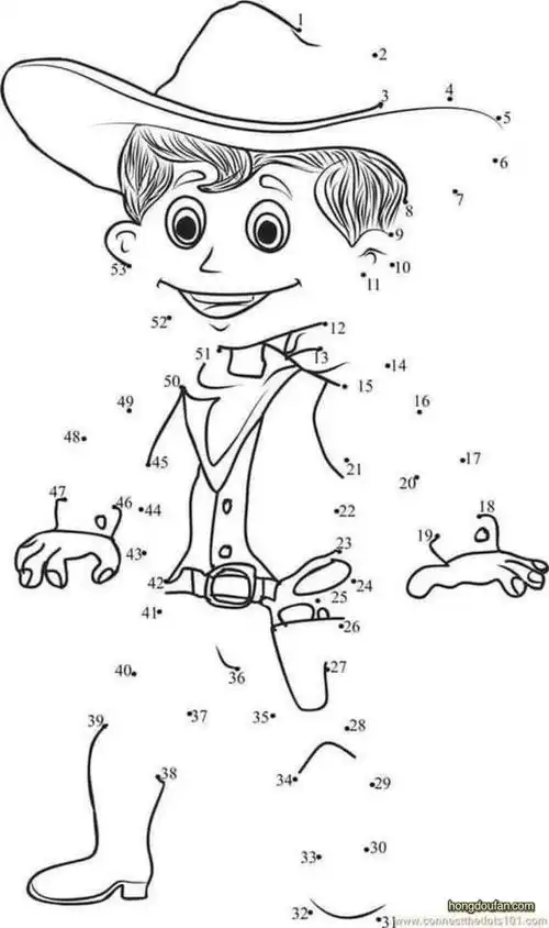 趣味连线游戏图片下载牛仔男孩简笔画大全