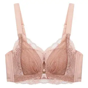 婷美玻尿酸内衣女夏小胸聚拢收副乳调整型无钢圈文胸防外扩胸罩 珊瑚