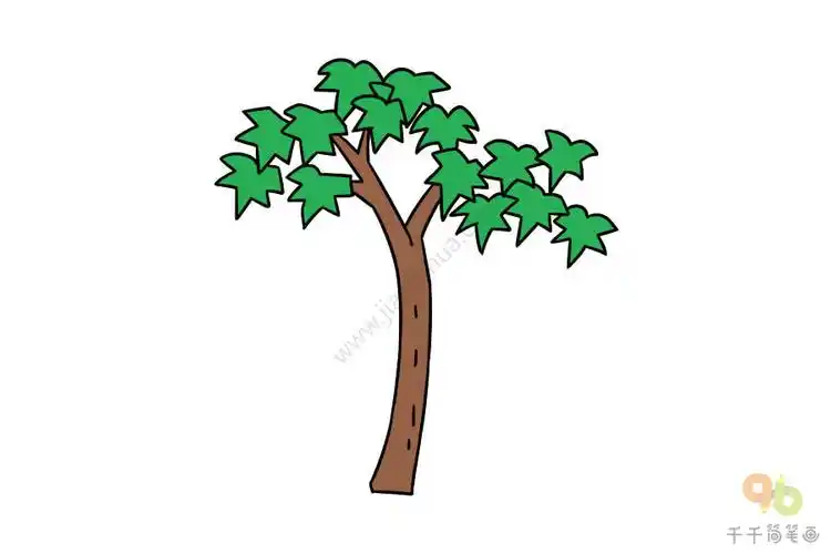 梧桐树简笔画步骤图