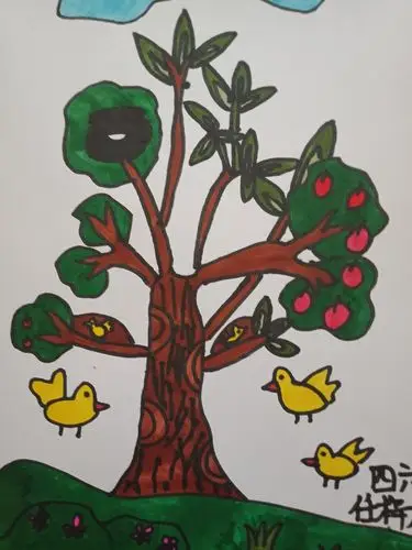 四年级美术课堂《千姿百态的树》作品展播