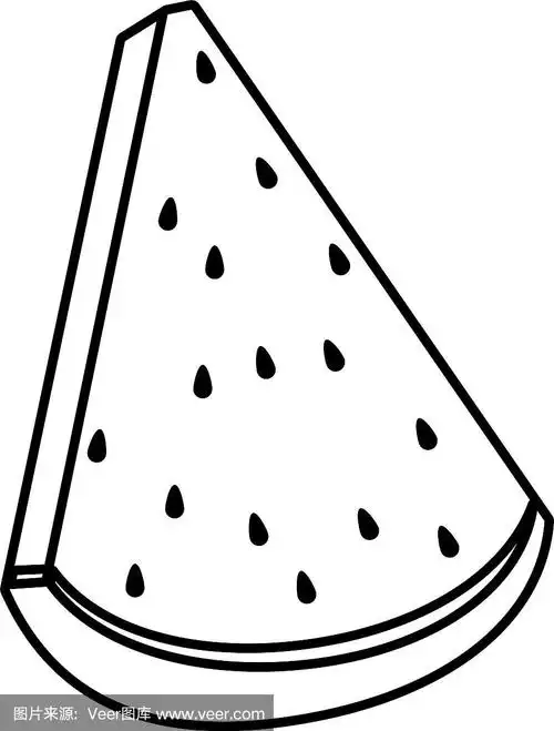 西瓜新鲜水果切片黑色和卡通