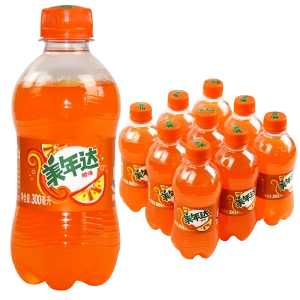 美年达橙味碳酸饮料300ml6瓶