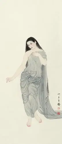 5003美人立轴设色纸本