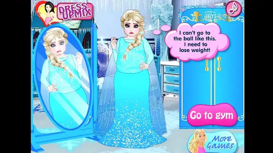 冰雪奇缘游戏:冰雪女王胖成这样了,看她在健身房怎么瘦身逆袭