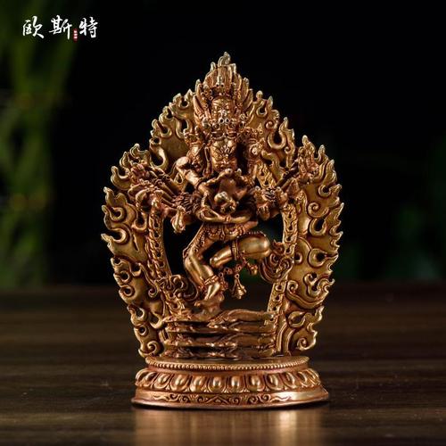 欧斯特 藏传佛教 尼泊尔 铜全鎏金黑努嘎 喜金刚 供佛像 佛像