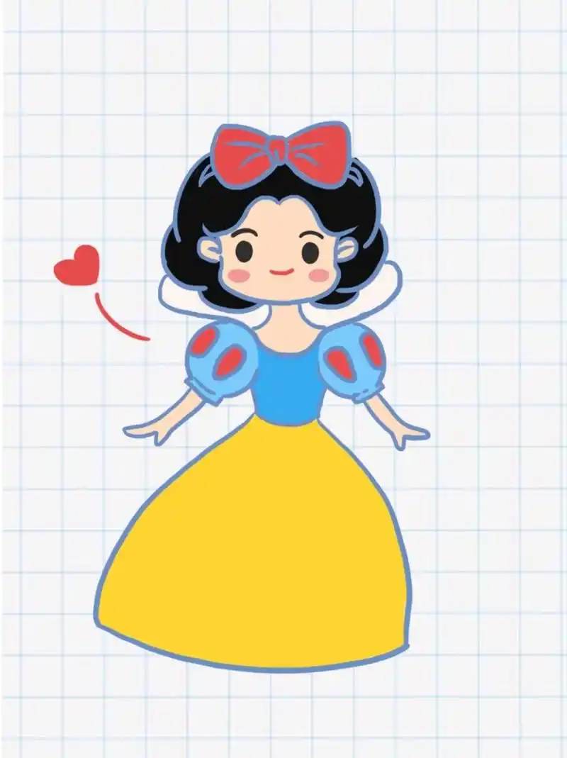 白雪公主简笔画 可可爱爱的白雪公主来喽~要吃苹果嘛?