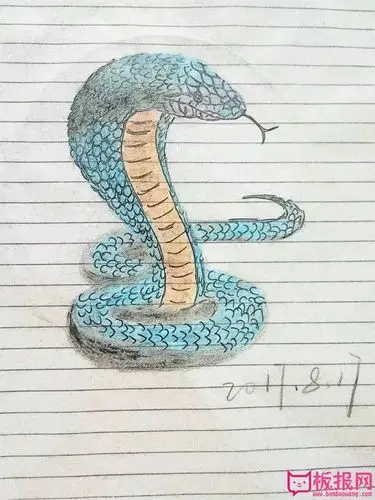 简单的水彩画作品,蟒蛇 - 伴宝网