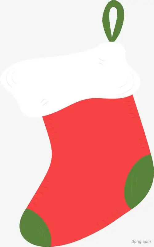 红色的卡通圣诞袜png素材透明免抠图片-节日元素