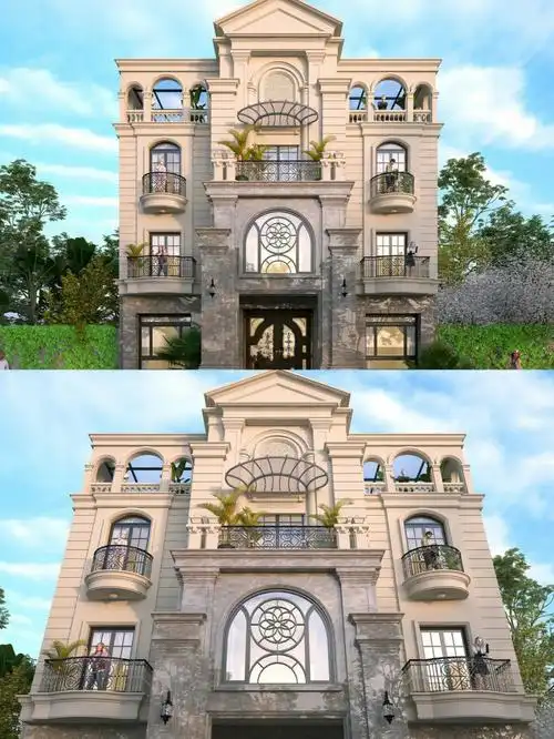 三面宽四层法式风格自建别墅住宅设计