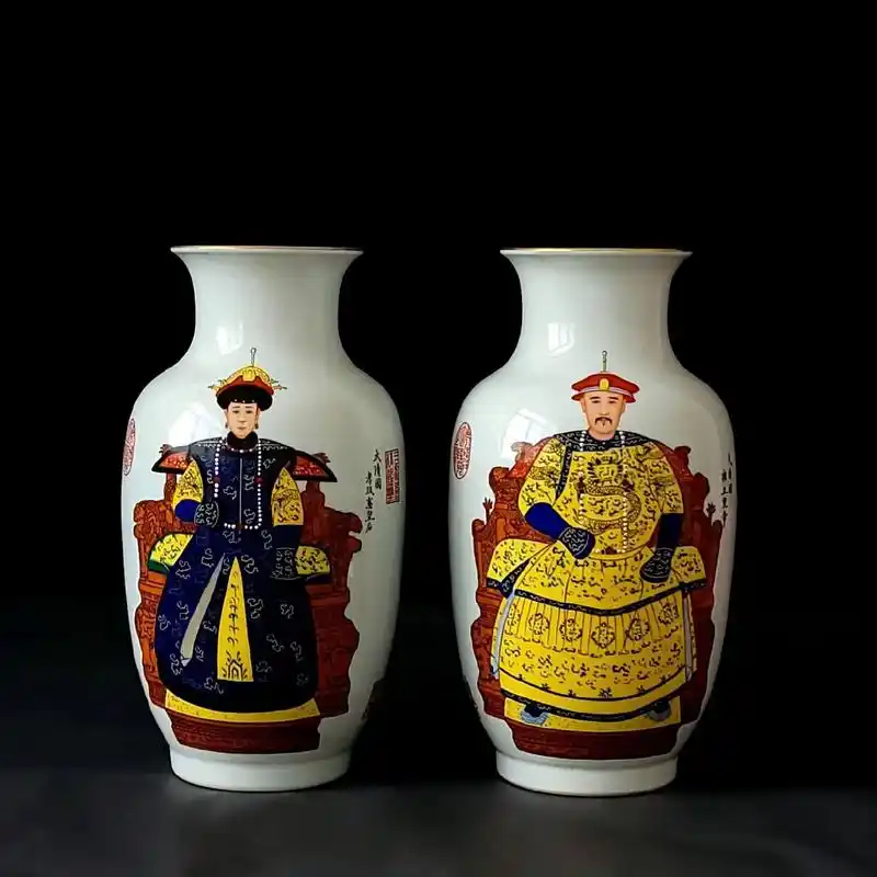 清乾隆三希堂御用粉彩绘雍正孝政憲皇后纹敞口瓶 高32厘米宽1 - 抖音