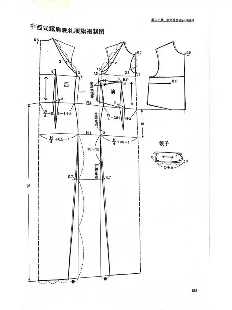 旗袍裁剪图/新中式富改良旗袍高级感 世界经 旗袍裁剪图/新中式富改良