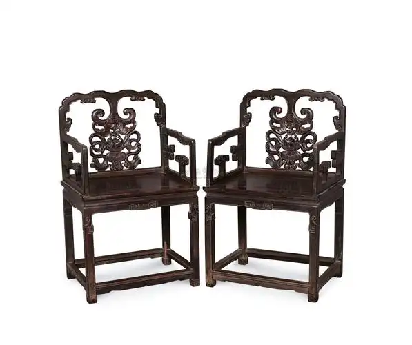 0429清酸枝如意蝙蝠太师椅一对