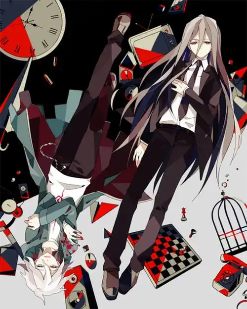 动漫 插画 二次元 p站 弹丸论破 神座 狛枝,长发美男