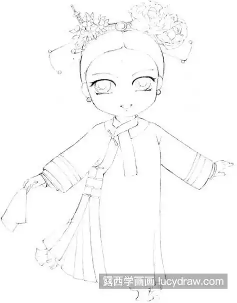 古代 strong>格格 /strong>怎么画_古代格格简笔画画法步骤教程