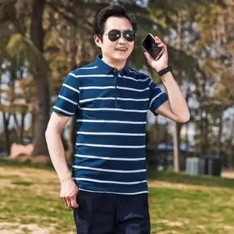 念予中年人短袖t恤4050岁男士宽松全棉中老年人男装翻领上衣夏季新款