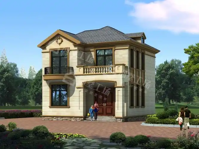 占地80平米农村自建房2层小别墅设计效果图