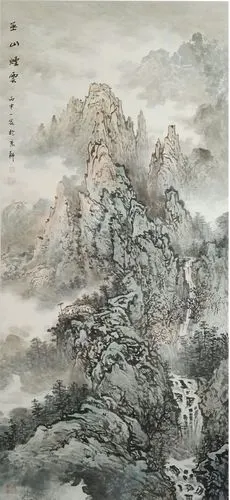 憨墨堂一鑫青绿彩墨山水画作品欣赏