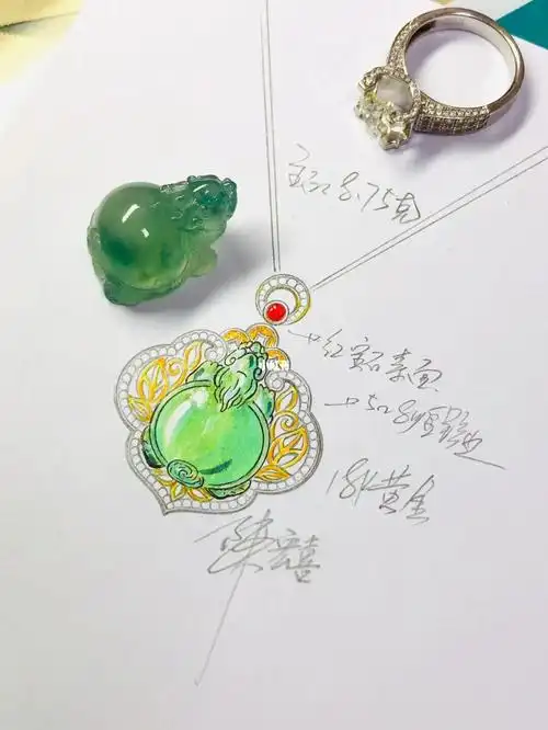 翡翠龙龟吊坠设计镶嵌图