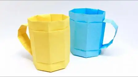 手工达人教你折纸立体杯子,实用美观,用来放笔正合适!