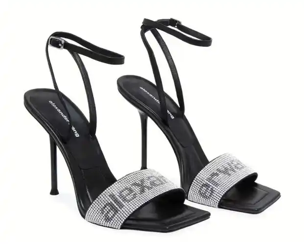 alexanderwang方头贴钻logo高跟鞋