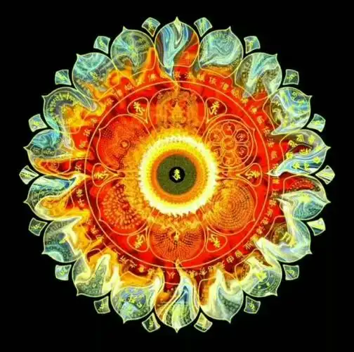 咒轮,种子字,莲花等凝聚着诸佛的智慧,慈悲,代表一切佛的功德.