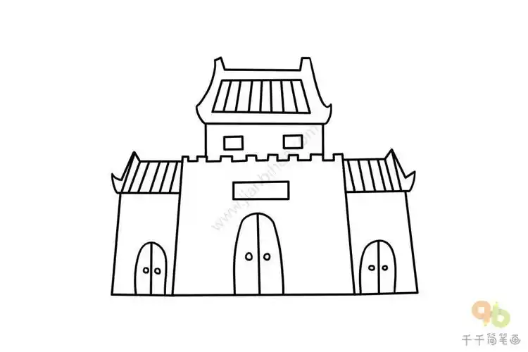 古代城楼简笔画怎么画_房子简笔画