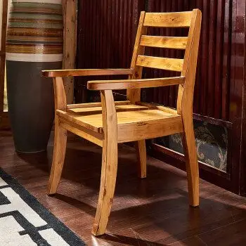 现代中式复古餐椅实木椅子餐厅扶手休闲靠背椅成人柏木电脑书桌椅 浅
