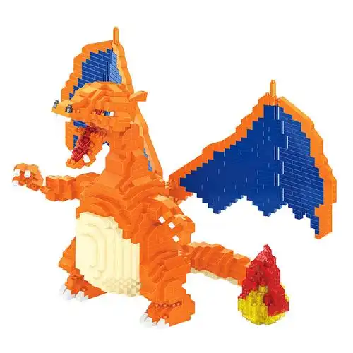 小颗粒拼装微型拼图积木迷你玩具兼容乐高宠物小精灵喷火龙 hc9102q萌