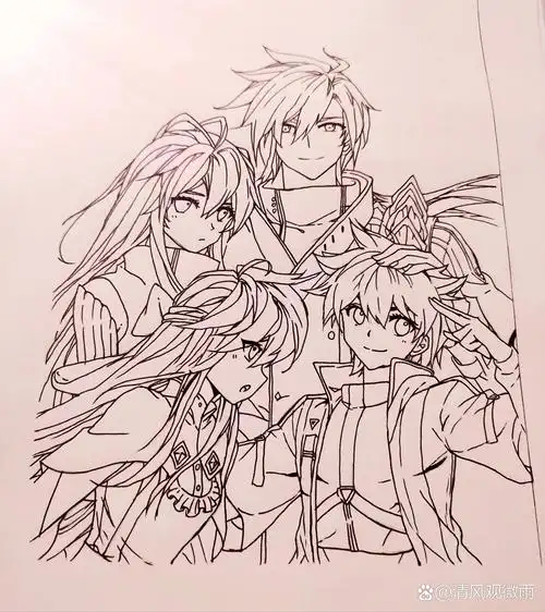 手绘一一唐舞麟一家四口