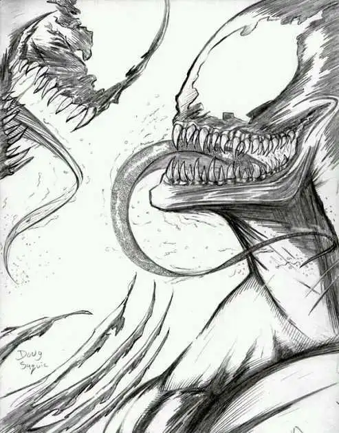 卡通人物简笔画的毒液毒液简笔画毒液简笔画图解简单q版超萌一步一步