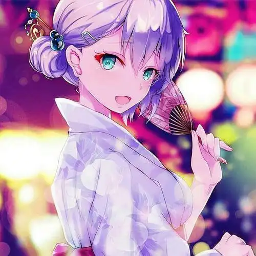 紫色头发的二次元少女头像