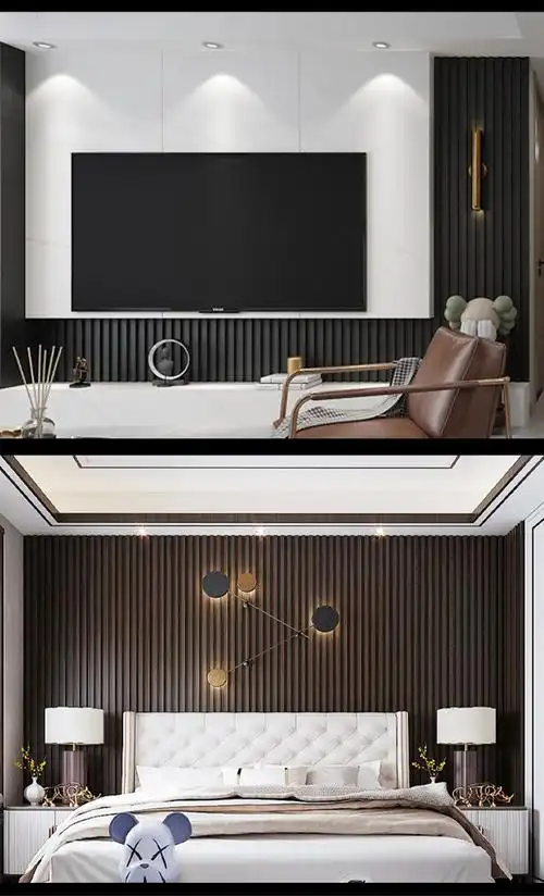 实木格栅板实木格栅电视背景墙长城板凹凸形多层网红格栅轻奢隔断影视