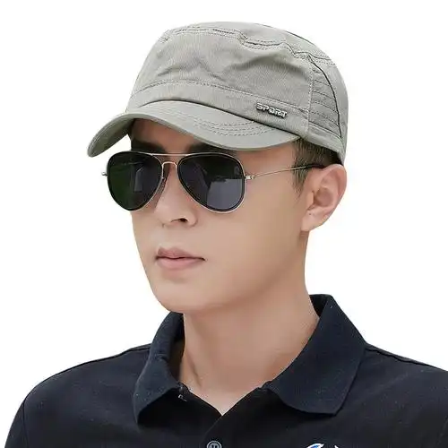 男士帽子夏季防晒太阳平顶鸭舌帽男爸爸休闲春夏天百搭遮阳棒球帽灰色