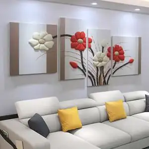 简约现代组合无框图片】四联画客厅简约现代组合无框图片大全_q友网