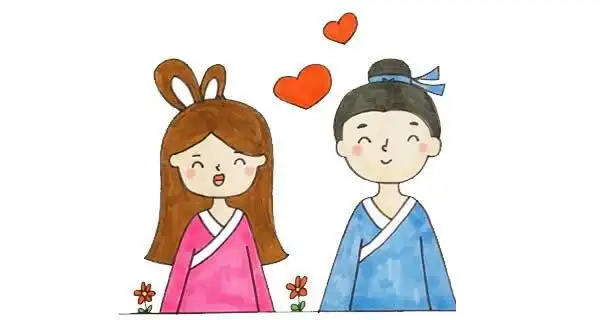 七夕牛郎织女简笔画图片大全