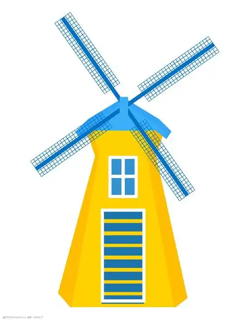 黄色风车卡通插画