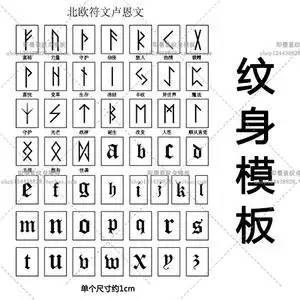 北欧符文卢恩文 果汁纹身镂空模板手指小图案小清新女文艺范ins风