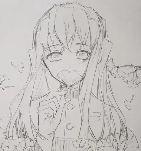 原画鬼灭之刃动漫人物上色线稿