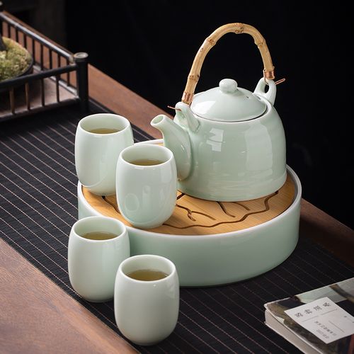 陶瓷泡茶茶壶中式青瓷家用大号提梁茶具现代简约茶壶