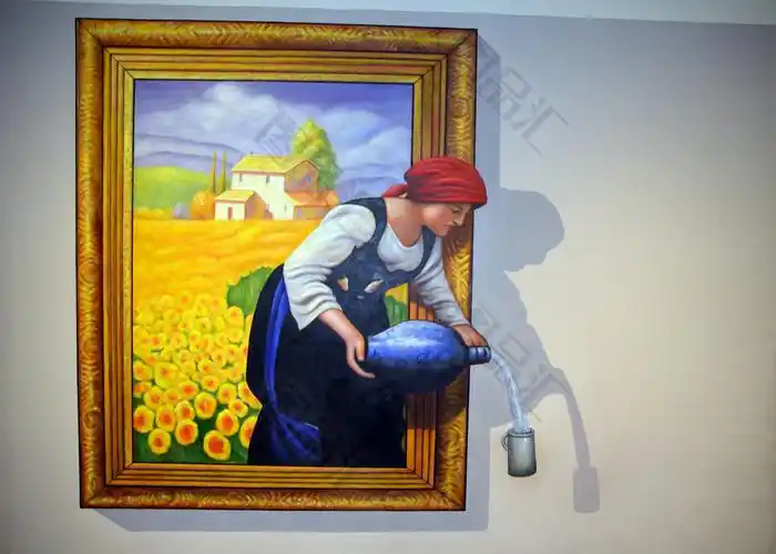 倒水的女人3d装饰画